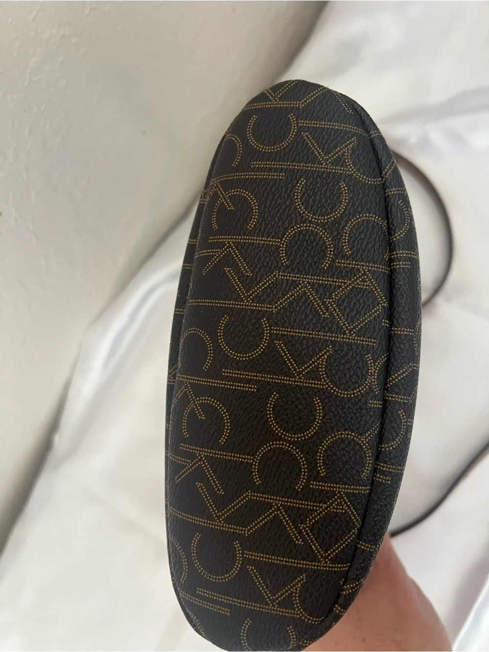 Calvin Klein Monogram Mini Tote Crossbody Bag Brown